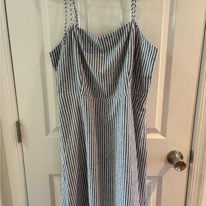 NWT Old Navy Black/White Striped XL Midi Dress Cruise Wear Yacht Club Coastal